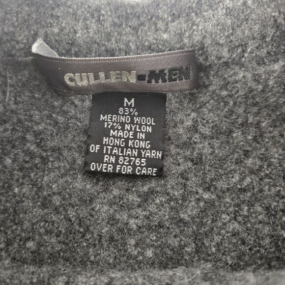 Cullen Men Merino Wool Gray Pullover Sweater Vintage Medium Quiet Luxury Minimal - Picture 3 of 7